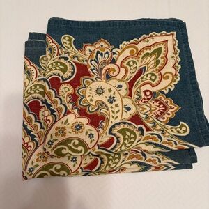 Karen Lee Ballard 20"x20" Floral Paisley NapkinsSet/2 rusty Blue Gold Red Cotton